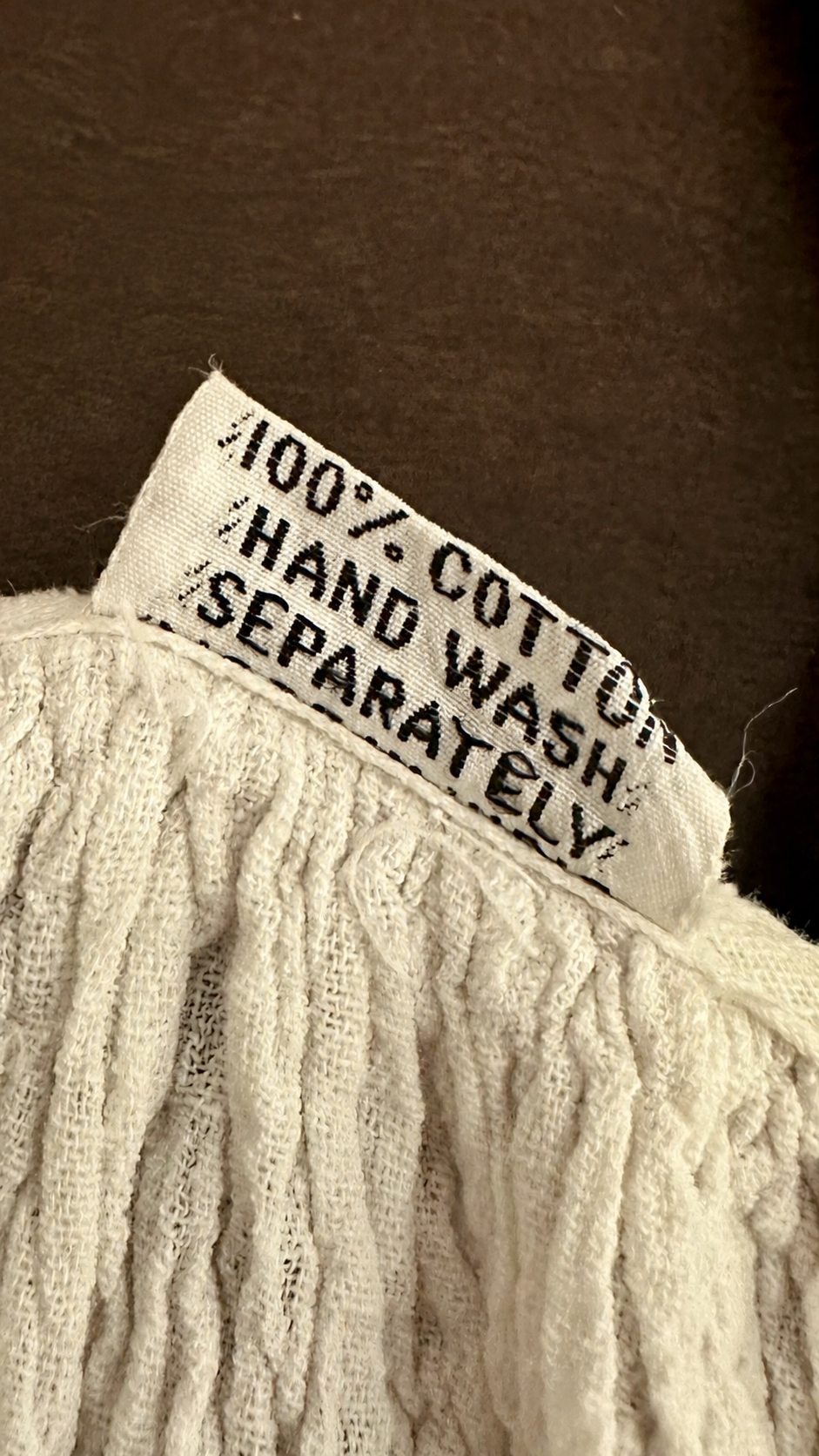A36 original 100% cotton hand-wash care label