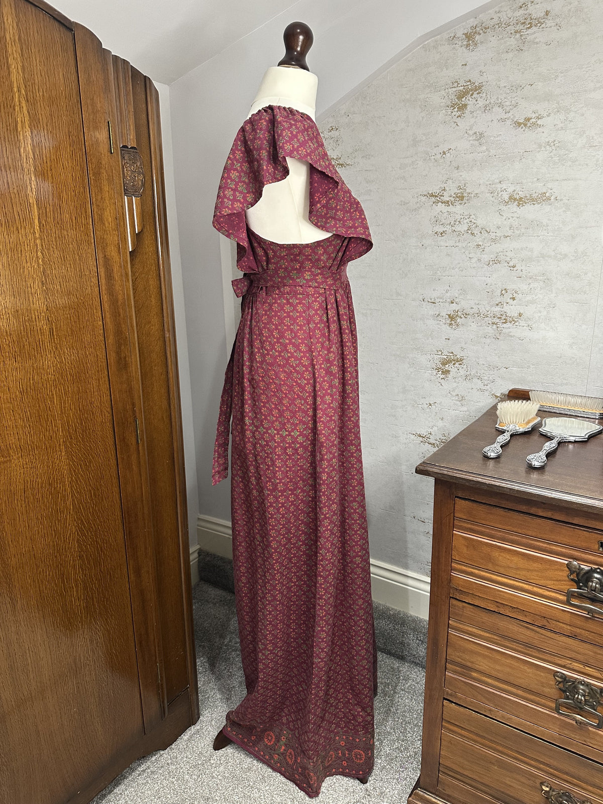 Vintage Indian Cotton Burgundy Floral Maxi Dress — IMG_1702.jpeg