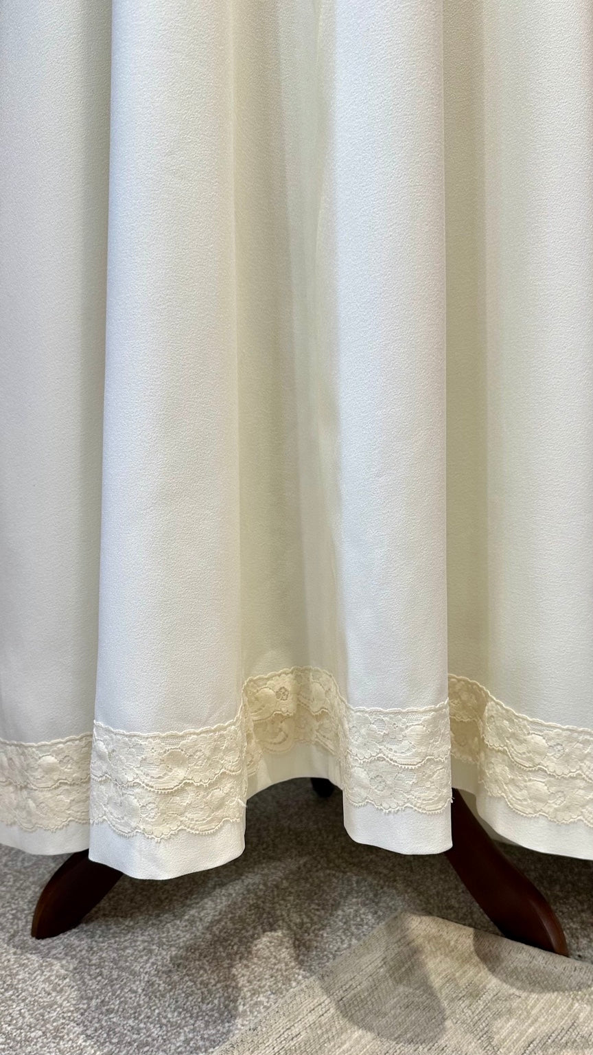1970s Ivory Lace Yoke Maxi Dress with Covered Buttons — detail photo 5