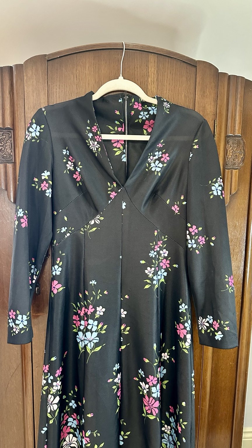 1970s Handmade Black Floral Maxi Dress — IMG_5017.jpeg