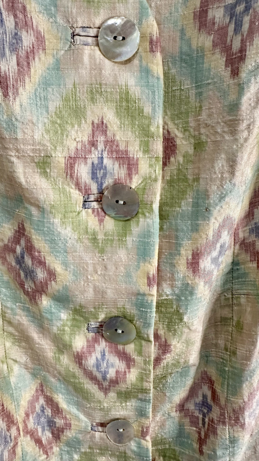 B51 textured fabric close-up showing existing pulls, snags and loose threads — 4646