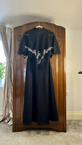 1970s Black Maxi Dress with Sheer Embroidered Cape — IMG_4621.jpeg