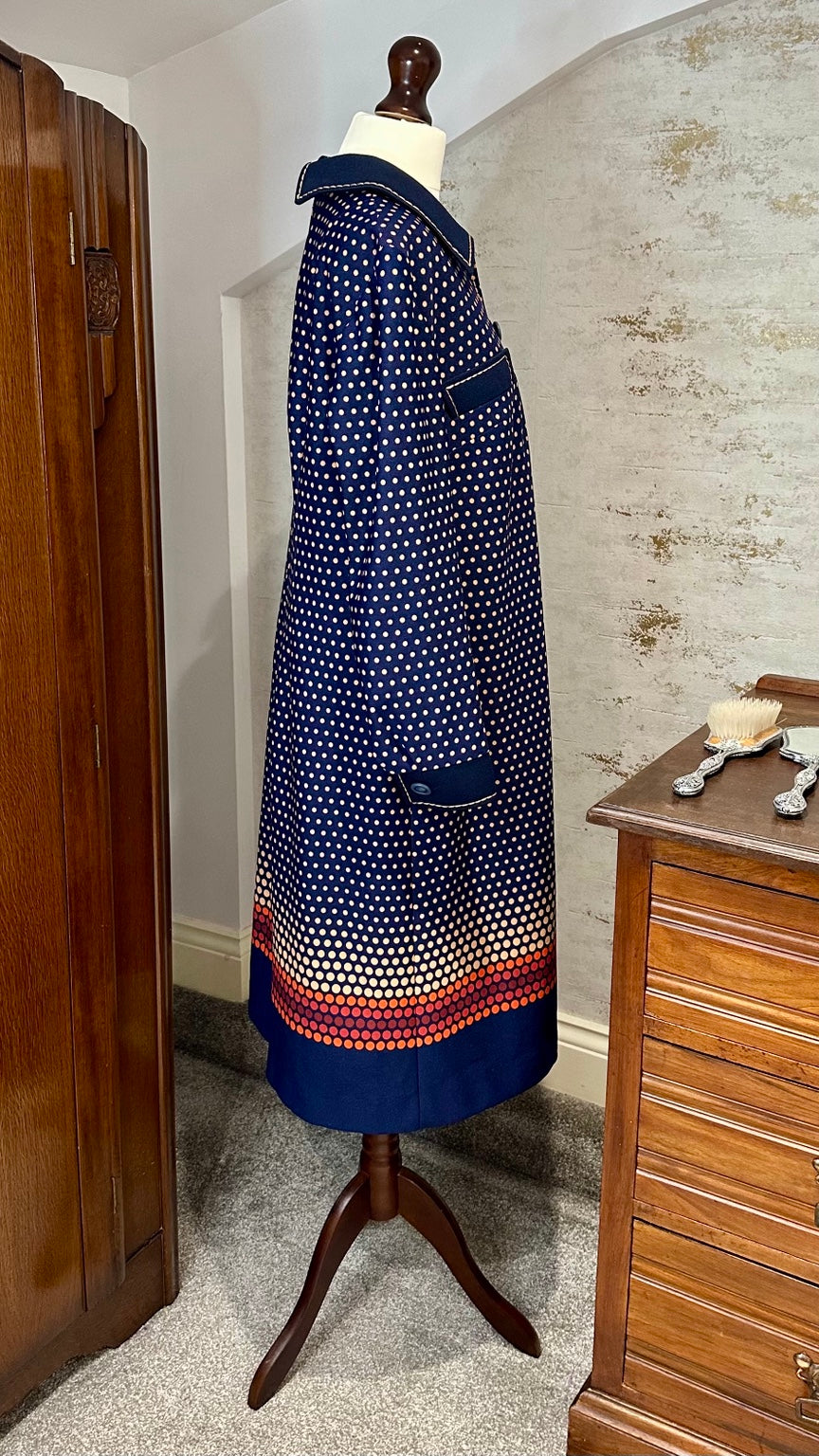 Vintage Dolfen Navy Polka Dot Midi Dress — side