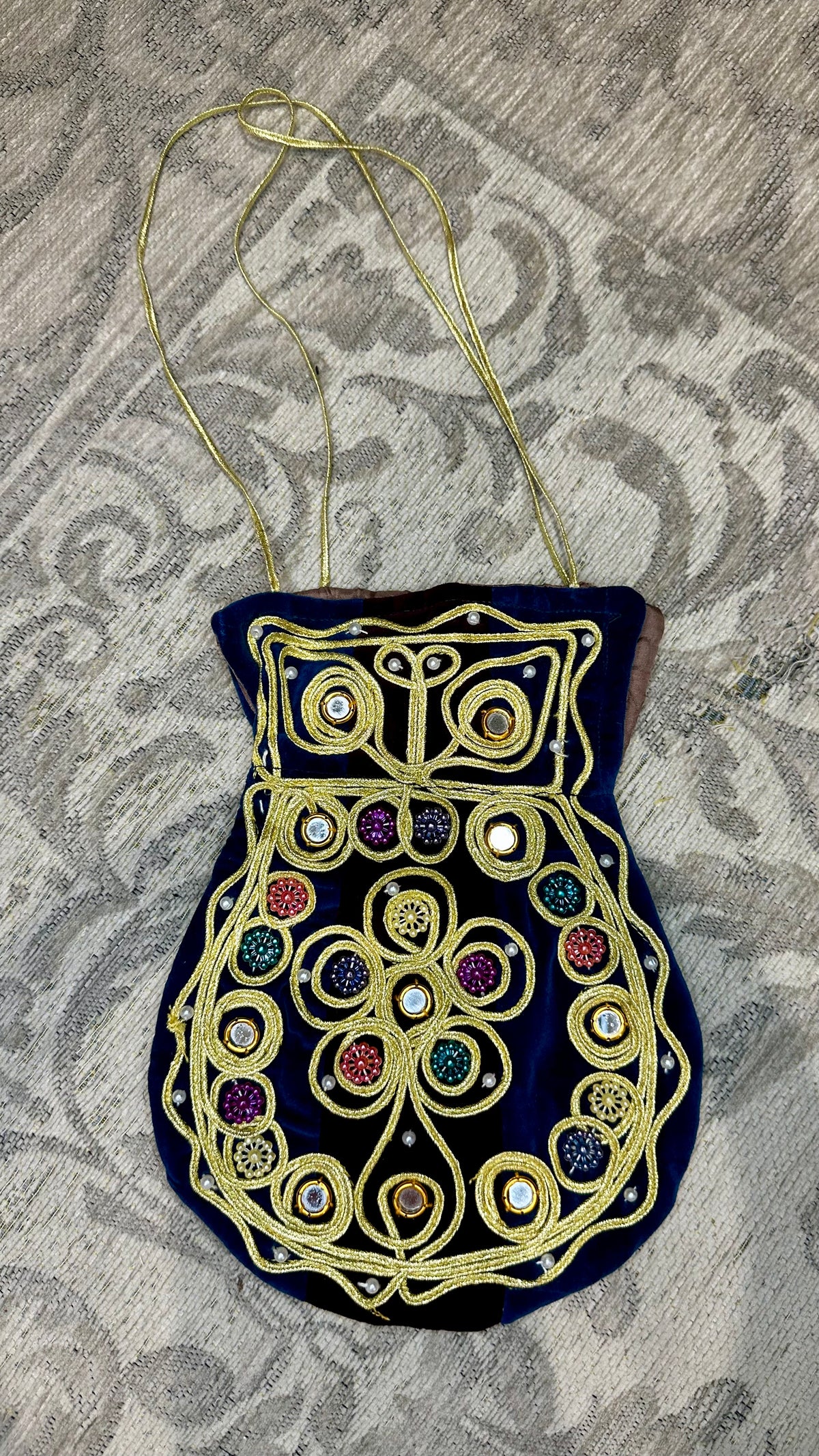 1960s–70s Afghan Mirrorwork Shoulder Bag — product photograph