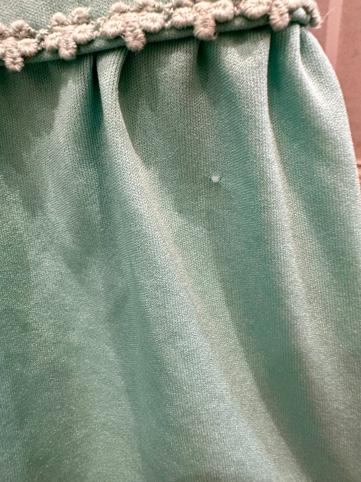 1970s Turquoise Maxi Dress with Puff Sleeves