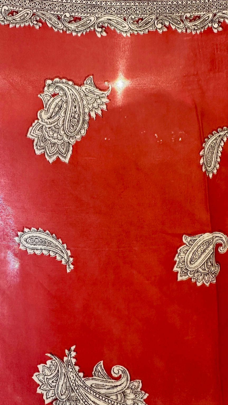 Vintage Coral Red Paisley Square Scarf | 31 Inch
