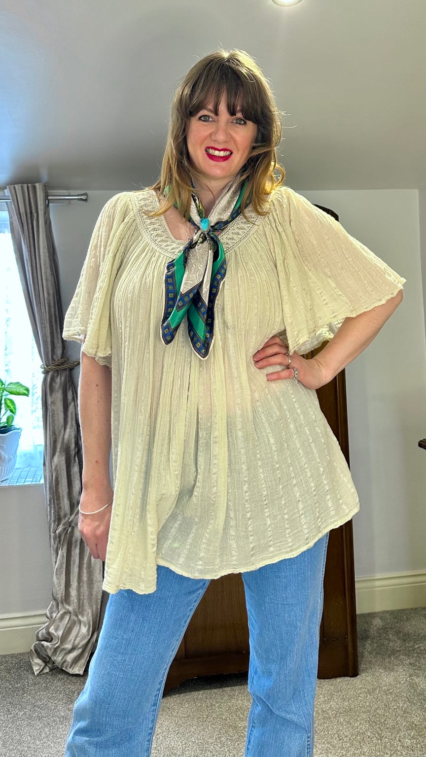 Vintage St Michael Italian Satin Foulard Scarf | Green Paisley