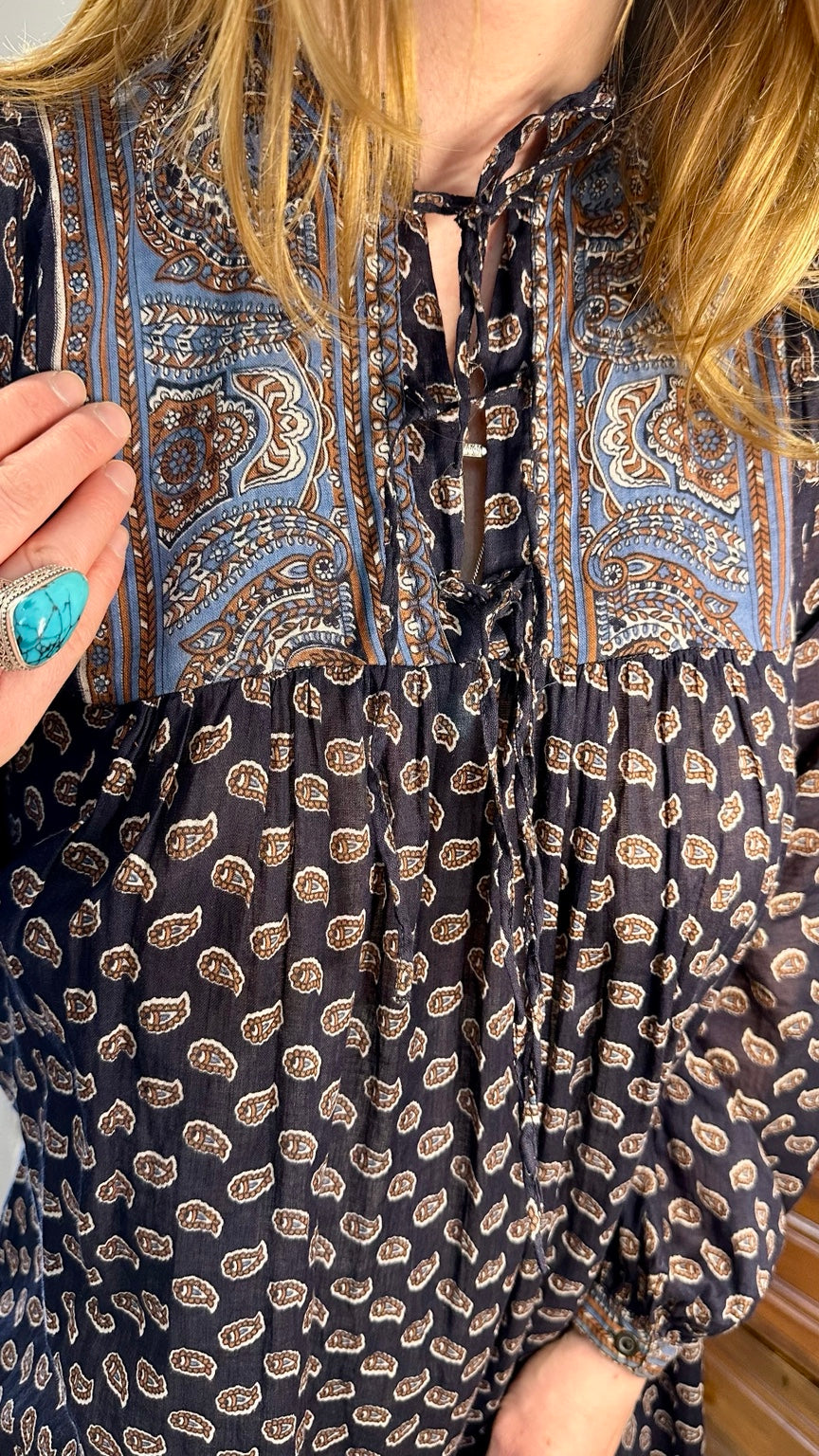 Vintage Lastango Paisley Cotton Smock Dress | 1970s–80s