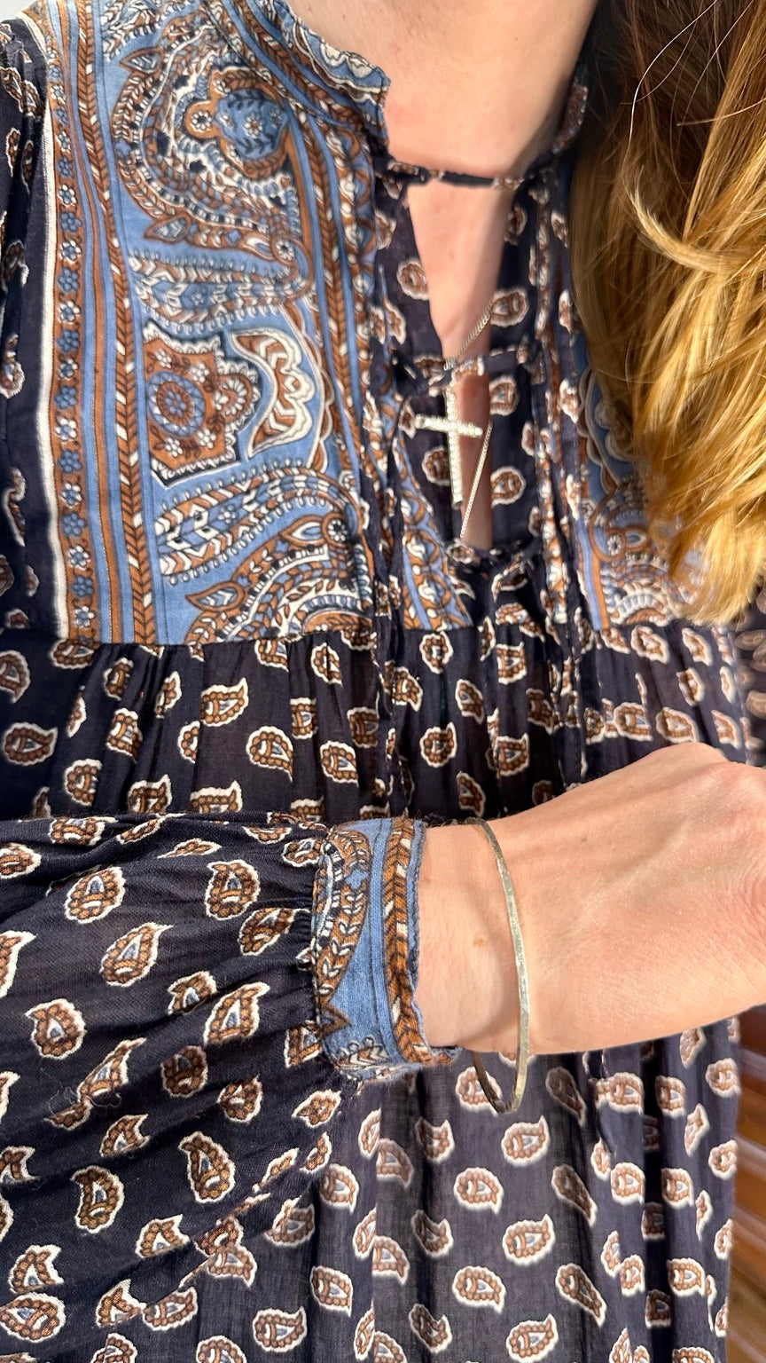 Vintage Lastango Paisley Cotton Smock Dress | 1970s–80s