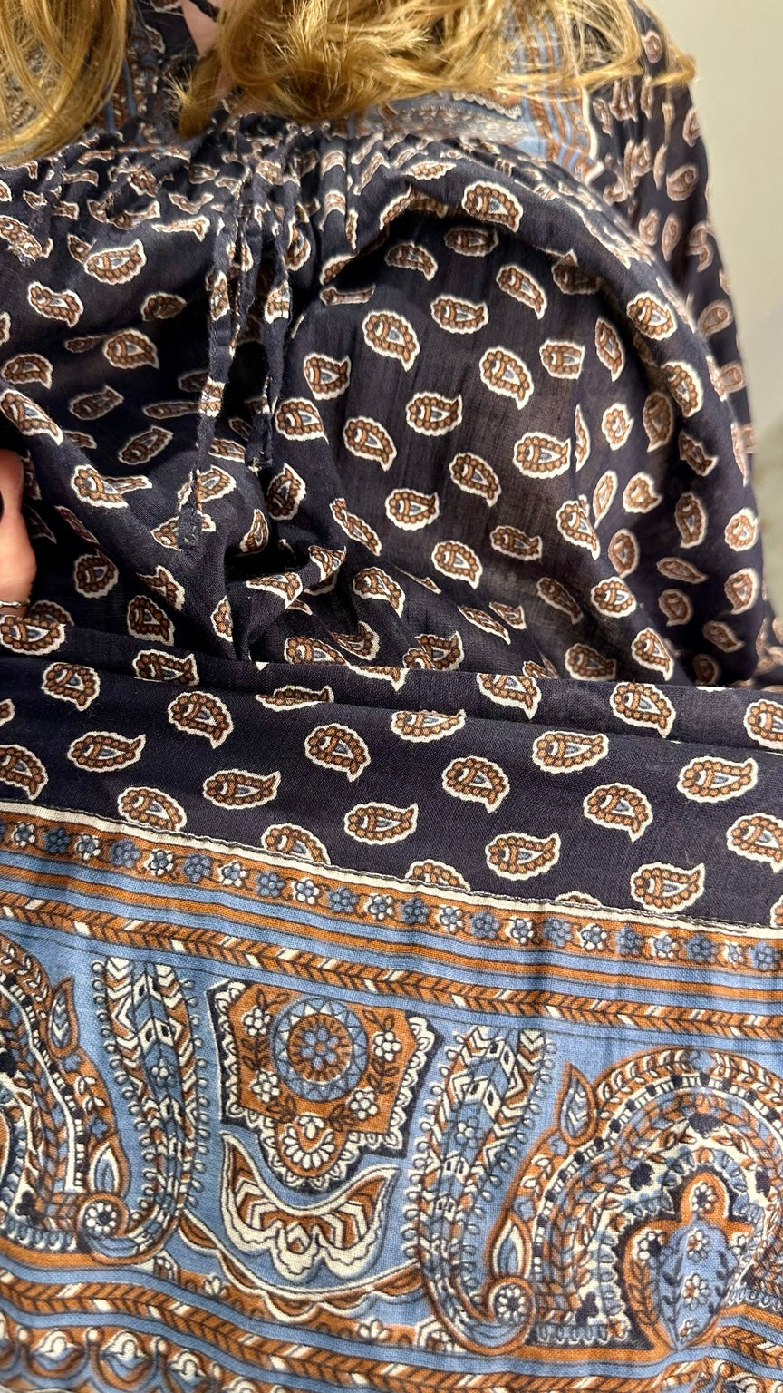 Vintage Lastango Paisley Cotton Smock Dress | 1970s–80s
